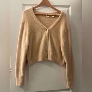 Levi's Soft Beige Fuzzy V-Neck Button-Front Cardigan